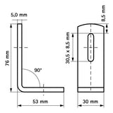 Walraven Schienenverbinder 90 Grad 76x5,0x53 ev - für RapidRail | 6585090