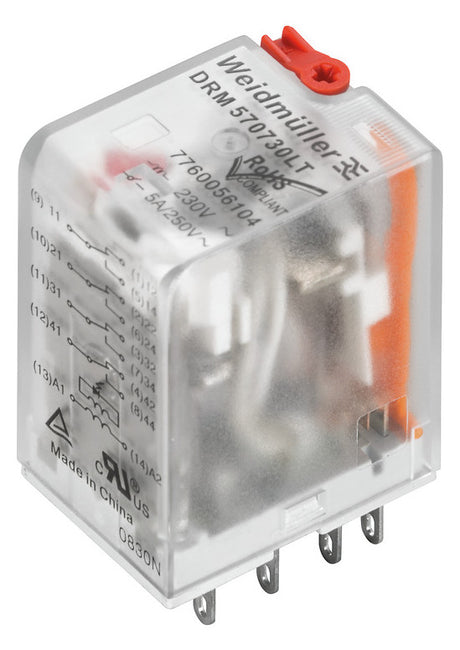 WEIDMÜLLER Schaltrelais 24V/AC 4W IP20 DRM570524LT 21,5x28x36mm Steckanschl