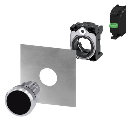 SIEMENS Drucktaster Front 1f sw  22mm 3SU1050-0AB10-0AA0 rnd 29,45x10,4mm