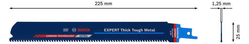 BOSCH-EW Säbelsägeblatt 225mm Edst Stahl RBE- 10ER S 1155 CHM Hartmetallausführun