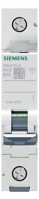 SIEMENS Leitungsschutzschalter UC B 13A 5SL6113-6 1p 400V 1TE 50Hz IP20