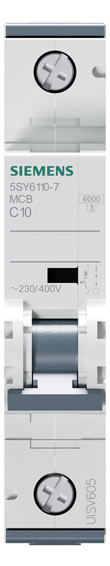 SIEMENS Leitungsschutzschalter UC C 10A 5SY6110-7 1p 400V 1TE 50Hz IP20