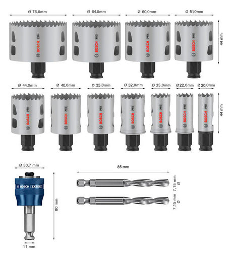BOSCH-EW Werkzeugset 14tlg 11xLochsäge LOCHSÄGENSATZ Box
