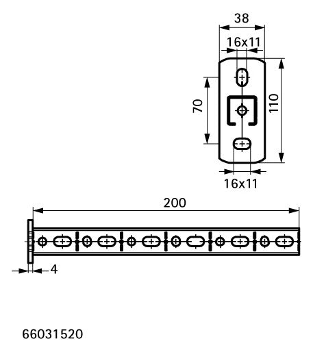 Walraven Wandkonsole RapidRail 30x15 ev L: 200 mm mit Schnittmarkierungen | 66031520