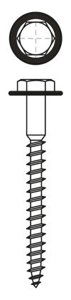 WALRAVEN Sechskantholzschraube DIN 571 ev H8x60 SW13 TX30 angeformte U-Scheibe