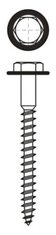 WALRAVEN Sechskantholzschraube DIN 571 ev H8x60 SW13 TX30 angeformte U-Scheibe