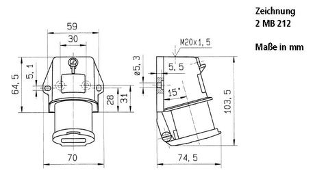 MENNEKES CEE-Aufbaugerätestecker 3p 16A 847 230V/bl 6h IP44 Schraubkl rechtw