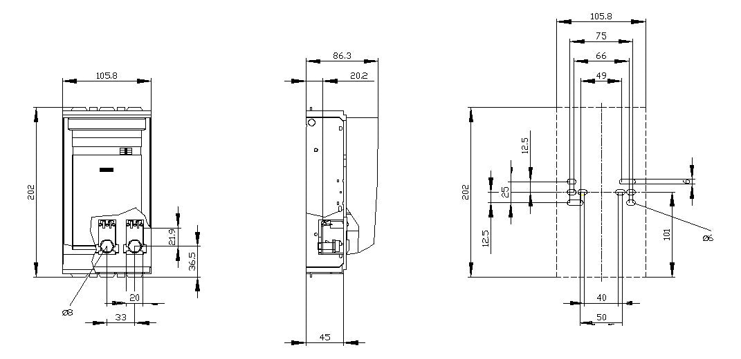SIEMENS Sicherheitsschalter 160 A 3p 3NP1133-1CA10 NH000, NH00 f.Bodenbef