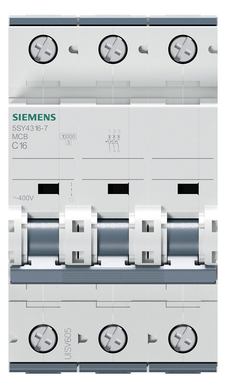 SIEMENS Leitungsschutzschalter UC C 16A 5SY4316-7 3p 400V 3TE 50Hz IP20