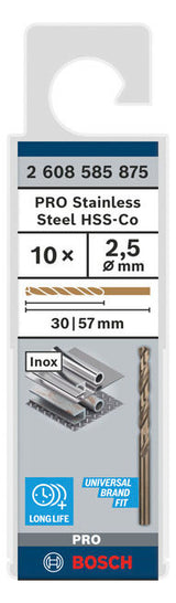 BOSCH-EW Metallbohrer  2,5mm 30/2,5mm 2608585875 zyl.Steckachse Edst