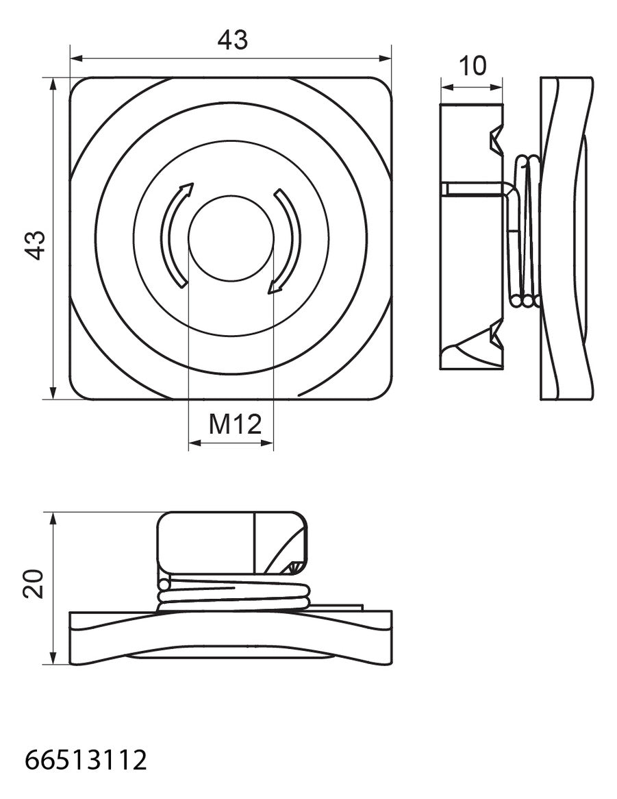 Walraven Schiebemutter RapidStrut MF elektrolyt. verz. 43x43x20 - M12 | 66513112