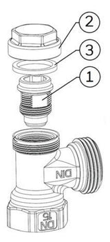HONEYWELL Rücklaufverschraubung Verafix Messing, vernickelt, Durchgang, 1/2"