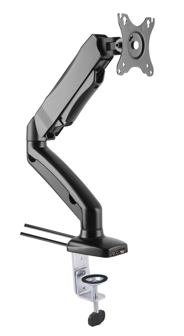 Schreibtischhalterung mit Gasdruckfeder für 1 TV 13"-27", mit USB und Audio Stück