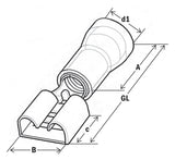 HAUPA Flachsteckhülse Ms rt 0,5-1qmm PVC 260380 fl_2.8x0.5mm teiliso