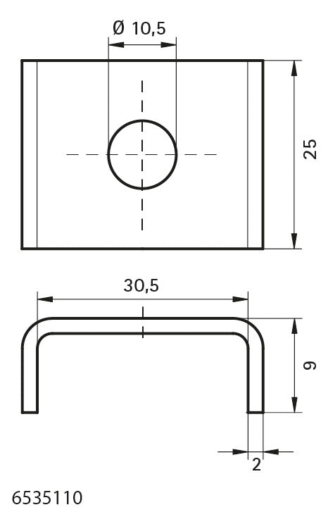 Walraven Unterlegscheibe U-förmig sv 25x30,5x9,0 / Loch 10,5 - für RapidRail | 6535110