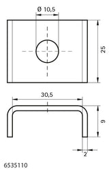 Walraven Unterlegscheibe U-förmig sv 25x30,5x9,0 / Loch 10,5 - für RapidRail | 6535110
