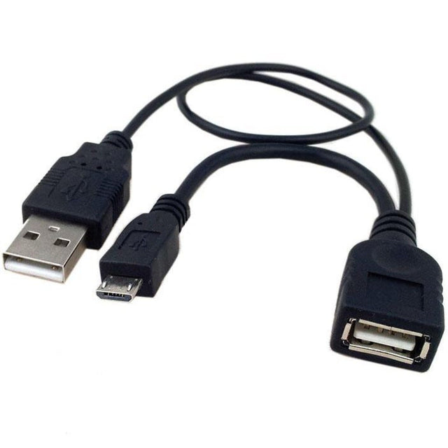 USB 2.0 Cable OTG A F Micro USB M with USB 30cm ,Black Stück