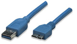 USB3.0 Anschlusskabel Stecker Typ A - Stecker Micro B, Blau 1 m Stück