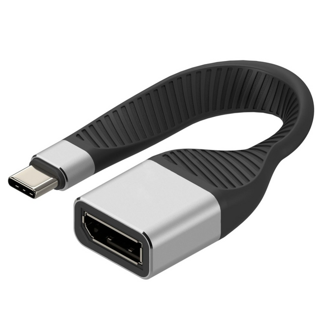 Techly USB-C Stecker zu Displayport Buchse kurz, flaches FPC Kabel Stück