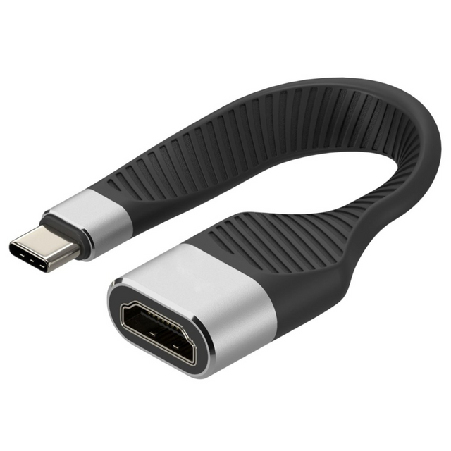 Techly USB-C Stecker auf HDMI-Buchse kurz, flaches FPC Kabel Stück
