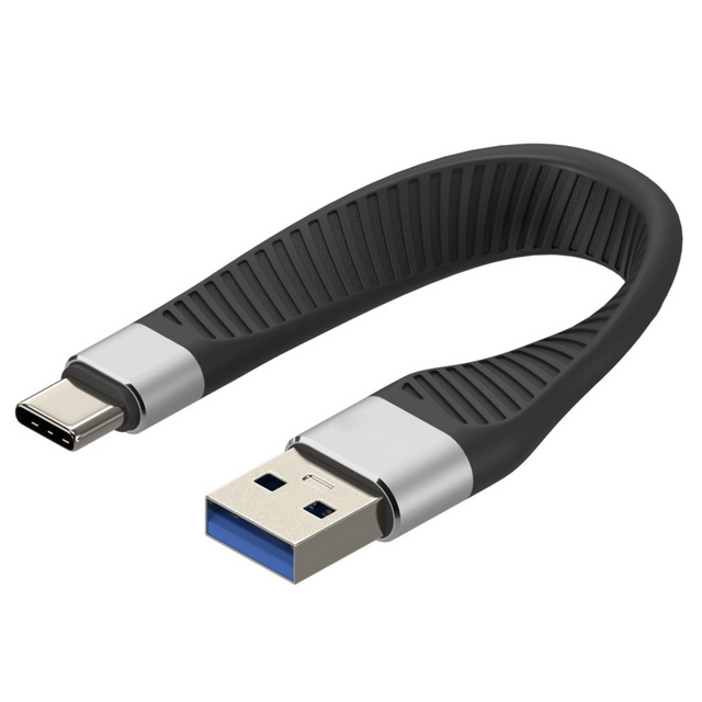 Techly USB-C Stecker auf USB-A Stecker kurz, flaches FPC Schnellladekabel Stück