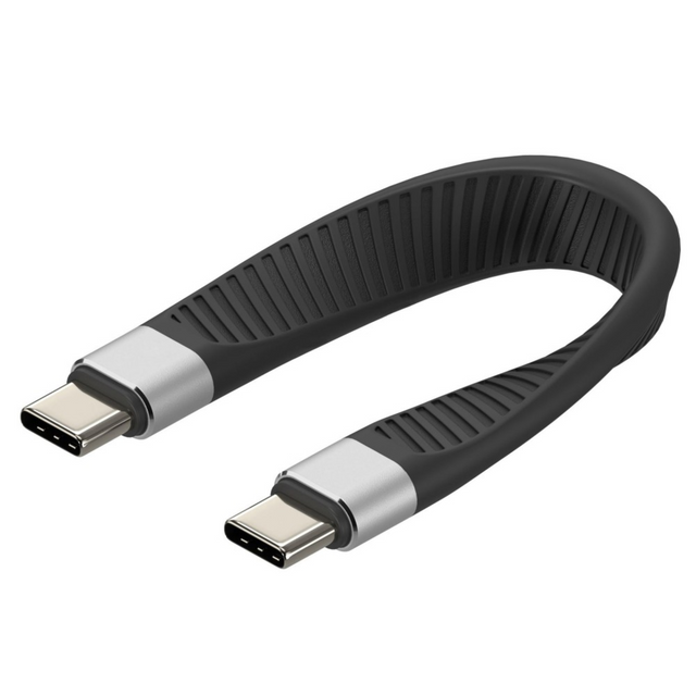 Techly USB-C Stecker auf USB-C Stecker kurz, flaches FPC Schnellladekabel Stück
