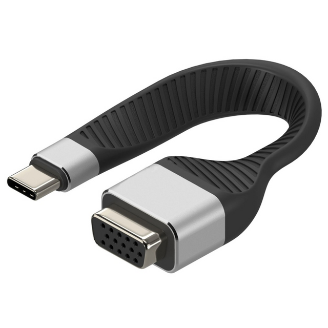 Techly USB-C Stecker auf VGA-Buchse kurz, flaches FPC Kabel Stück