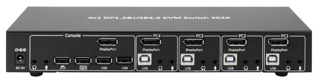 KVM-Switch DisplayPort 1.2, 4-Port, mit Hub und Audio Stück