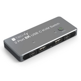 Techly KVM USB-C Switch 8K Displayport 1.4 2x USB-C, 3x USB 2.0 Stück