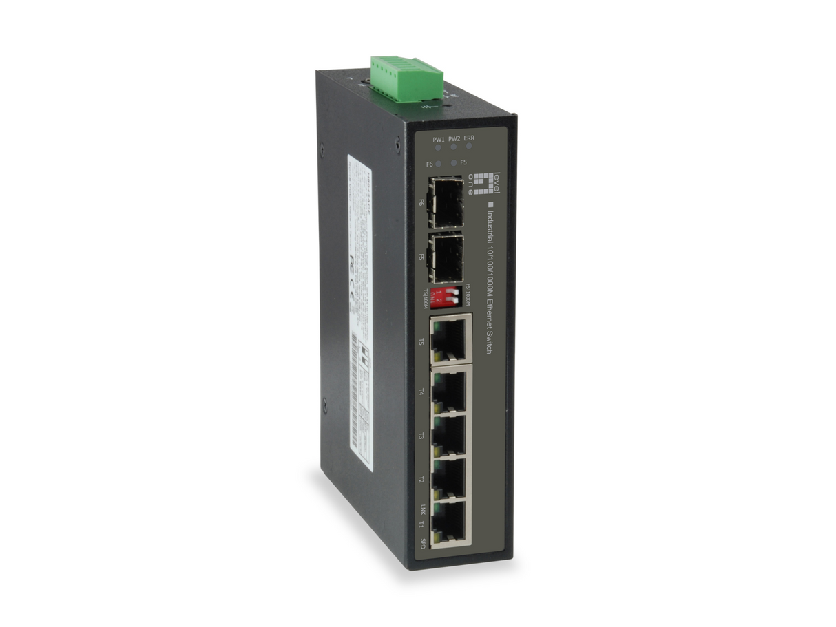 6-Port Gigabit Industrial Switch 1xSFP 1xSFP/RJ45 Combo -40°C - 75°C DIN-S Stück