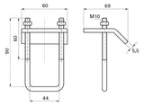 WALRAVEN Trägerklammer Strut feuerverz. f. Flansch bis 17,5 - für 41 x 21/41/21D