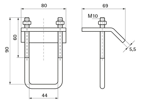 WALRAVEN Trägerklammer Strut feuerverz. f. Flansch bis 17,5 - für 41 x 21/41/21D