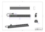 BACHMANN Steckdosenleiste 6f sw 2m 90° 300.012 m.Ein/Aus IP20 Netzentstör ÜSS