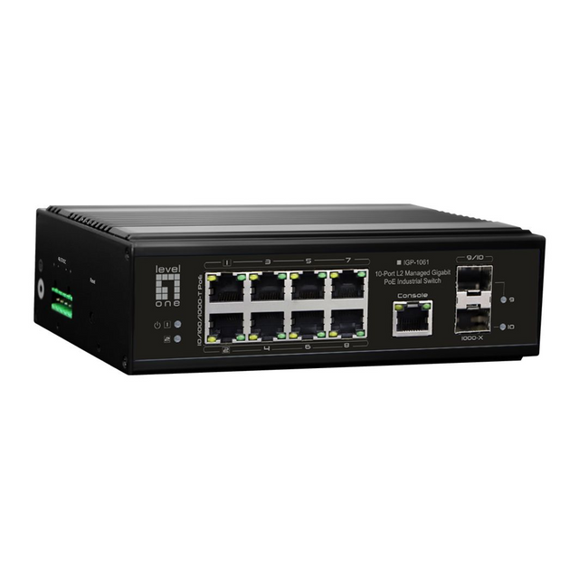 10-Port L2 Managed GigabitPoE Industrieswitch 802.3at/af/bt Hutschiene -40°C-75°C Stück
