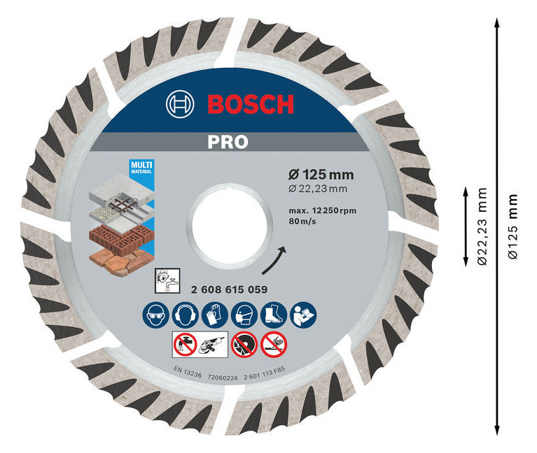 BOSCH-EW Diamant-Trennscheibe 125x10mm 2608615059 f.Backstein f.Beton f.Metall