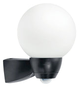 ESYLUX Sensorleuchte 77W HV sw mt E27 AL P Garda 130 schwarz IP44 Gl_opal