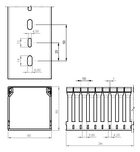 UNEX Verdrahtungskanal 60x60 grau,RAL7035,PVC-M1 60.60.77