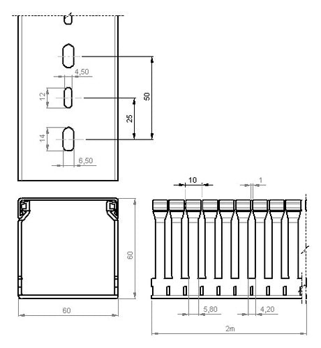 UNEX Verdrahtungskanal 60x60 grau,RAL7035,PVC-M1 60.60.77
