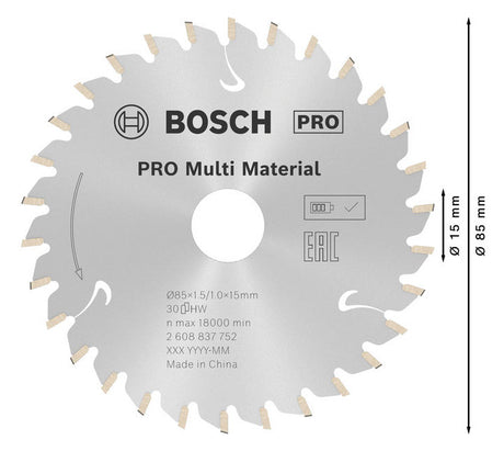 BOSCH-EW Kreissägeblatt  85mm 15mm 2608837752