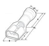 HAUPA Flachsteckhülse Ms rt 0,25-1,5qmm 363510 fl_6,3x0,8mm volliso