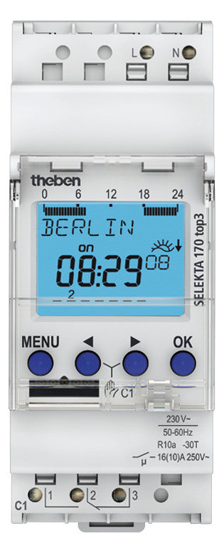 THEBEN Schaltuhr digi 230-240VAC 1kan BT SELEKTA 170 top3 2TE REG 24h Prog