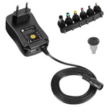 Einstellbares Universalnetzteil 18W AC/DC 3V-12V 1 mit 6 DC-Steckern 1A USB-Anschluss Stück