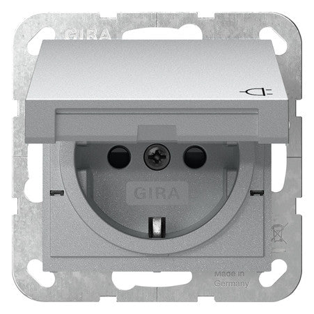 GIRA Steckdose 1f alu UP m.BS Klappd System 55 441426 IP20