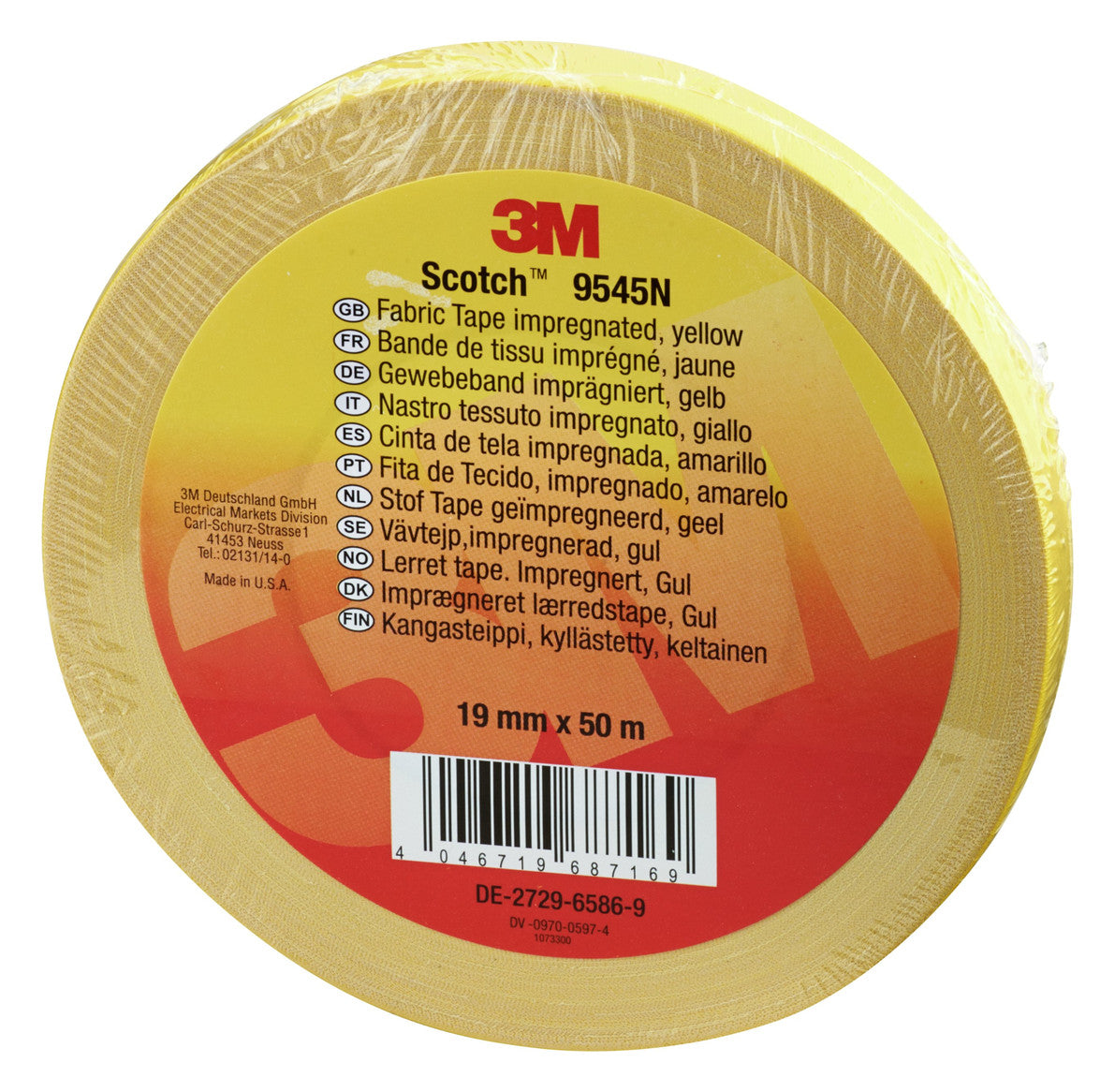 3M/SCOTCH Gewebeband 19mmx50mx0,3mm gelb 9545N-Y19