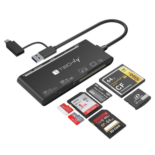 Techly SD-Speicherleser 7 in 1 USB-A 3.0 und USB-C  Stück