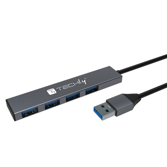 Techly USB-A 3.2 Hub 4x USB-A Slim 5Gbit/s  Stück
