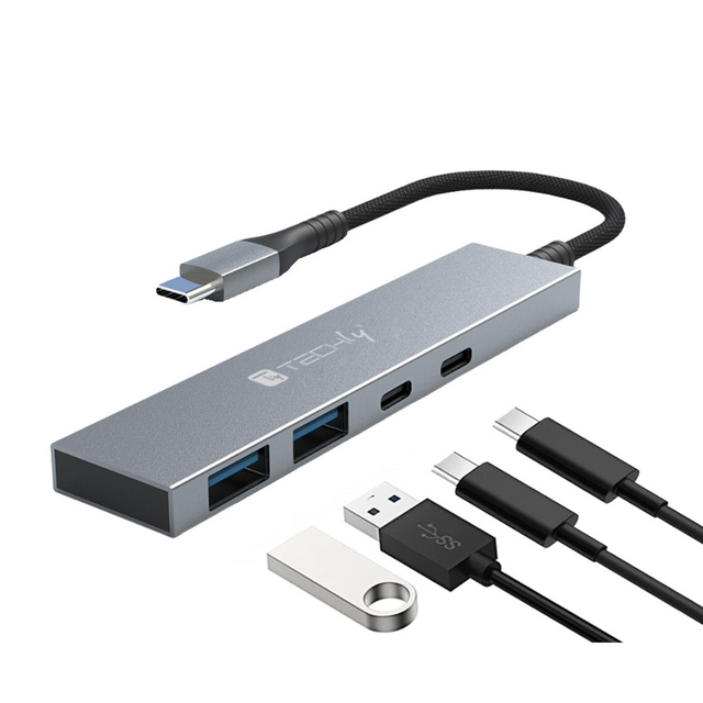 Techly USB3.2 Slim Hub 2x USB-A und 2x USB-C  Stück