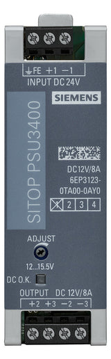 SIEMENS Gleichstromversorgung 12V 96W 8A 6EP3123-0TA00-0AY0 Kurzschl.fest IP20