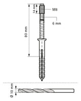 WALRAVEN Einschlagstockschraube ev M8 x 80 inkl. vormont. Dübel aus PA grau