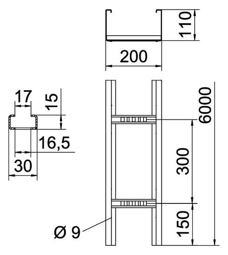 BETTERMANN Kabelleiter 110x200x6000mm WKLG-Serie WKLG 1120 FT Profil ungelocht